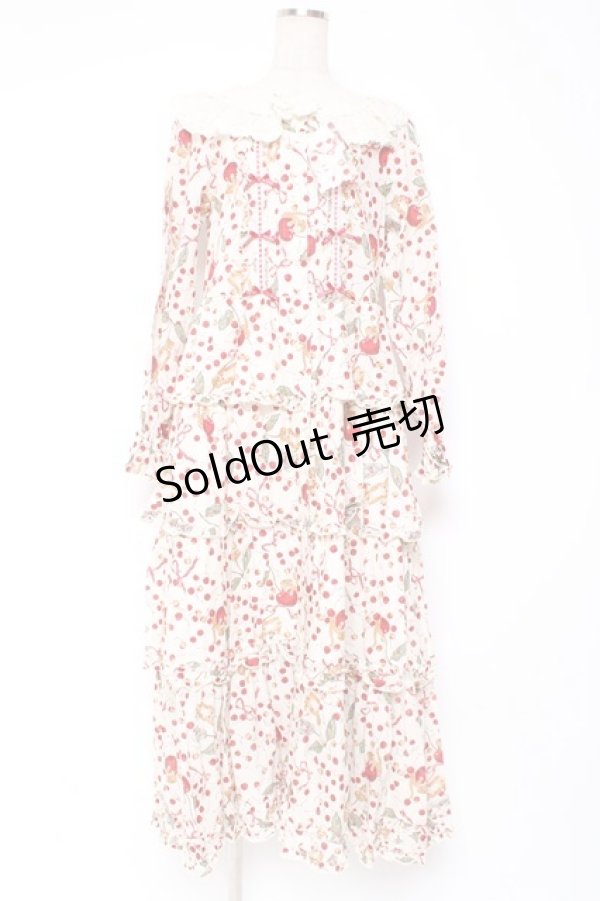 画像1: PINK HOUSE / キャットチェリードロッププリントワンピース F 生成り Y-25-12-20-084-LO-OP-AS-ZY (1)