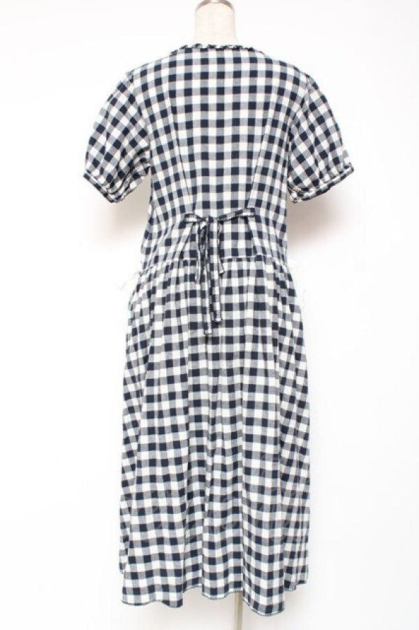 画像3: PINK HOUSE / エプロン付きブロードギンガムワンピース F 紺 Y-25-12-20-085-LO-OP-SZ-ZY (3)