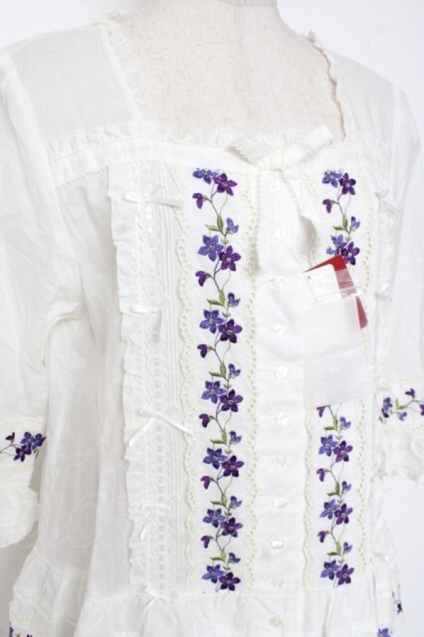 画像6: PINK HOUSE / バイオレットレース使いワンピース F 白 Y-25-12-20-086-LO-OP-SZ-ZY (6)