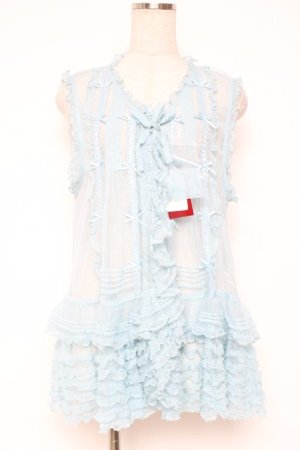 画像: PINK HOUSE / ドットチュールレースベスト F サックス Y-25-12-20-010-LO-BL-SZ-ZY