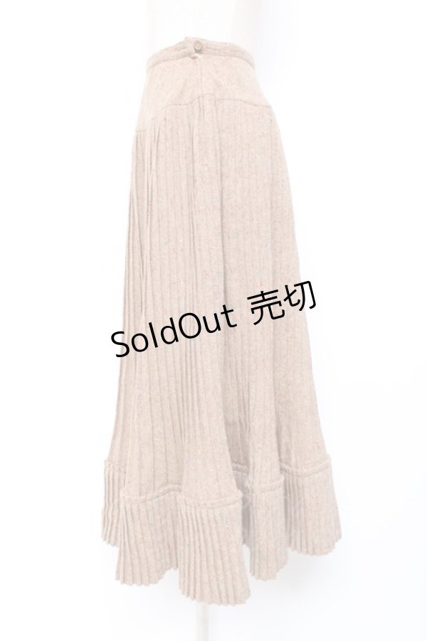 画像2: PINK HOUSE / ツイード柄アコーディオンプリーツスカート  ベージュ Y-25-12-20-093-LO-SK-SZ-ZY (2)