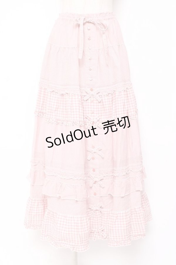 画像1: PINK HOUSE / ギンガムチェックスカート  ピンク Y-25-12-20-094-LO-SK-SZ-ZY (1)