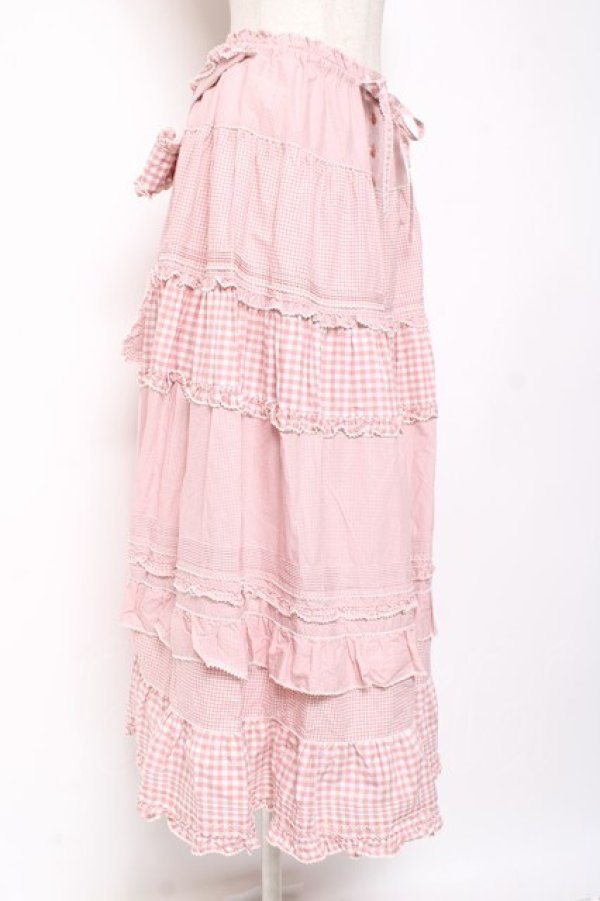 画像2: PINK HOUSE / ギンガムチェックスカート  ピンク Y-25-12-20-094-LO-SK-SZ-ZY (2)