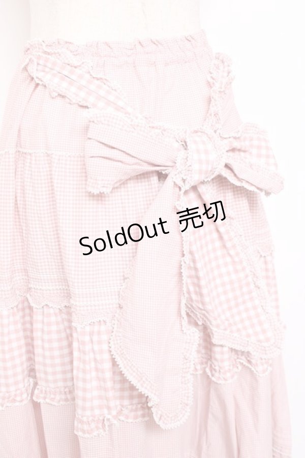 画像4: PINK HOUSE / ギンガムチェックスカート  ピンク Y-25-12-20-094-LO-SK-SZ-ZY (4)