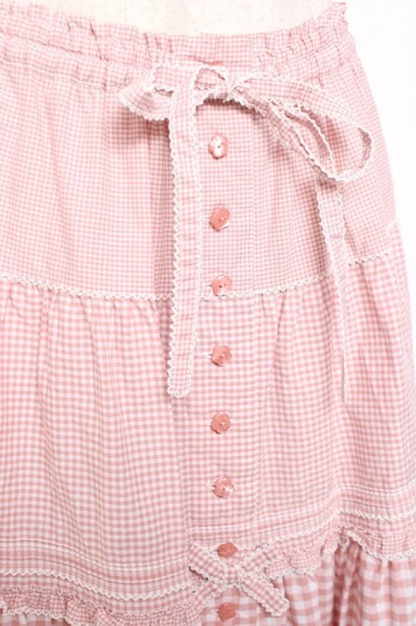 画像5: PINK HOUSE / ギンガムチェックスカート  ピンク Y-25-12-20-094-LO-SK-SZ-ZY (5)