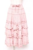 画像1: PINK HOUSE / ギンガムチェックパッチワークフリルスカート F ピンク Y-25-12-20-095-LO-SK-SZ-ZY (1)