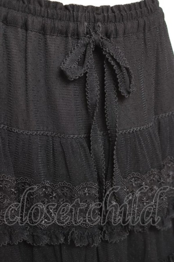 画像4: PINK HOUSE / ドットチュール×オリジナルローズチュールレーススカート F 黒 Y-25-12-20-097-LO-SK-SZ-ZY (4)