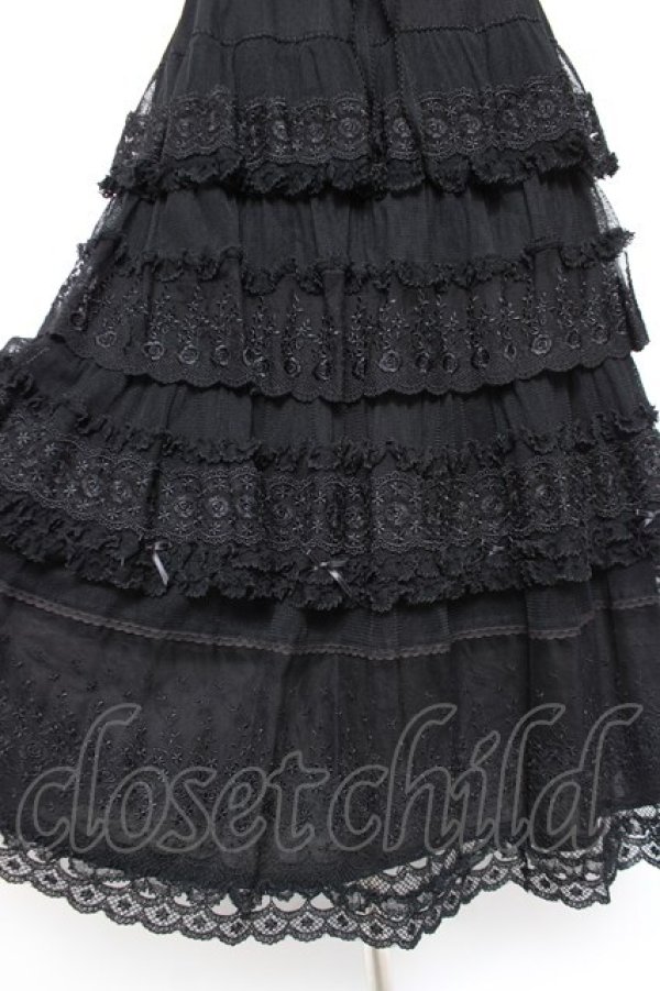 画像5: PINK HOUSE / ドットチュール×オリジナルローズチュールレーススカート F 黒 Y-25-12-20-097-LO-SK-SZ-ZY (5)