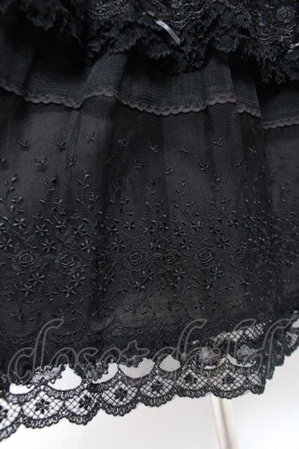 画像6: PINK HOUSE / ドットチュール×オリジナルローズチュールレーススカート F 黒 Y-25-12-20-097-LO-SK-SZ-ZY (6)