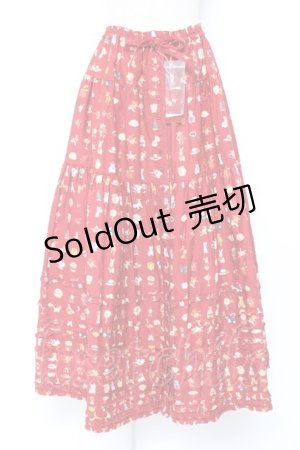 画像: PINK HOUSE / Pink House Favoritesプリントスカート F 赤 Y-25-12-20-099-LO-SK-SZ-ZY