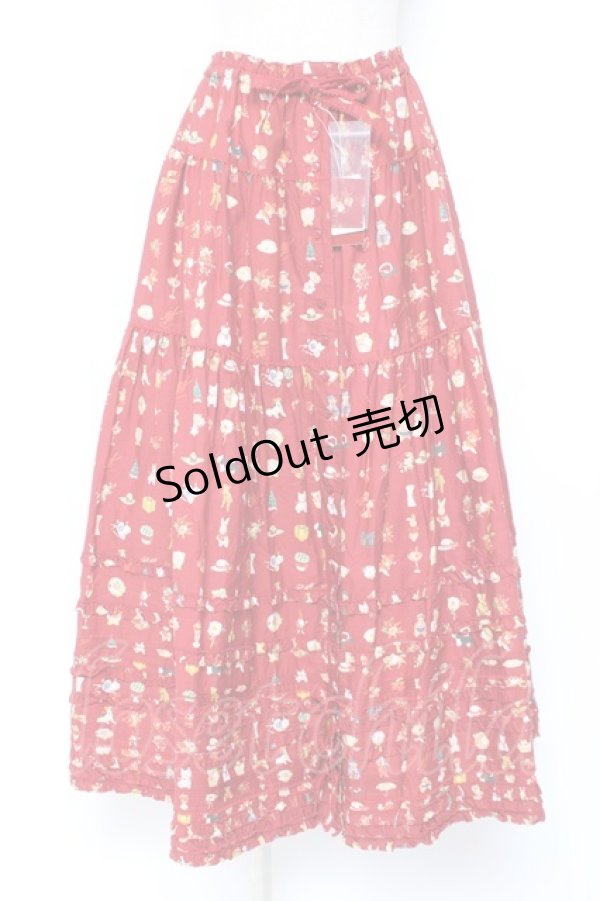 画像1: PINK HOUSE / Pink House Favoritesプリントスカート F 赤 Y-25-12-20-099-LO-SK-SZ-ZY (1)