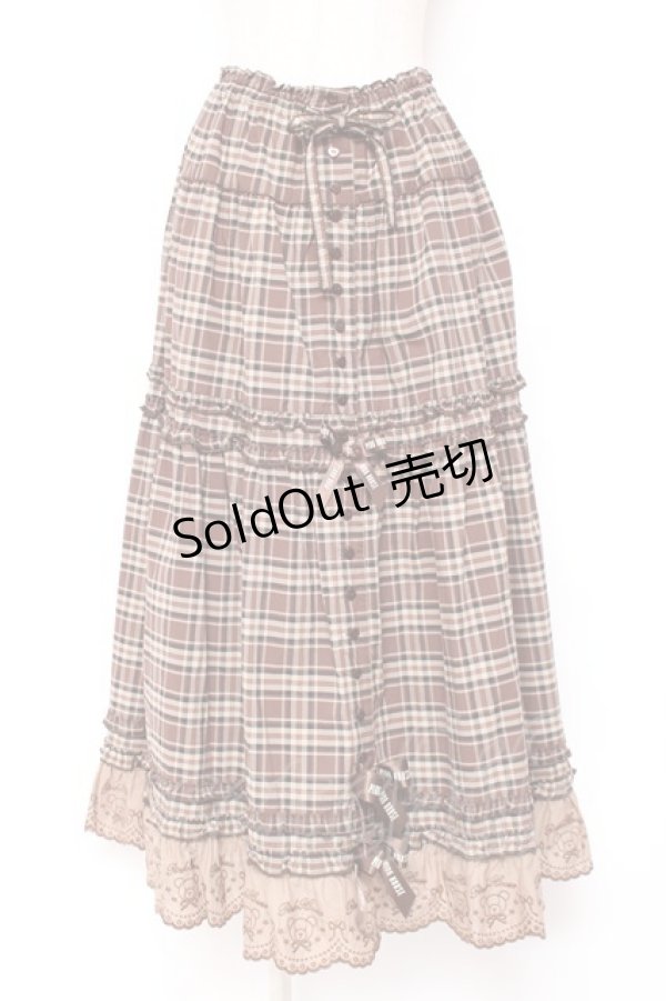 画像1: PINK HOUSE / オリジナルクマレースチェックスカート F ブラウン Y-25-12-20-100-LO-SK-SZ-ZS (1)