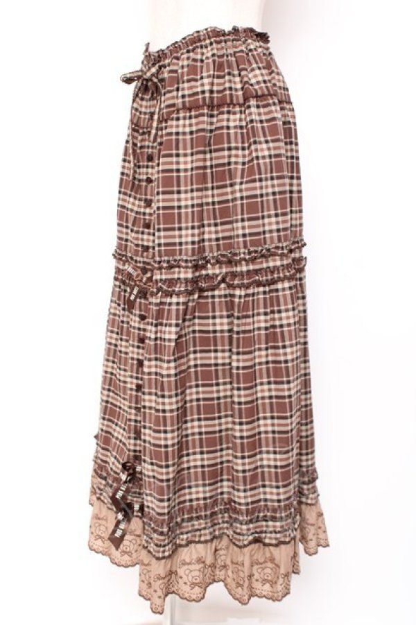 画像2: PINK HOUSE / オリジナルクマレースチェックスカート F ブラウン Y-25-12-20-100-LO-SK-SZ-ZY (2)