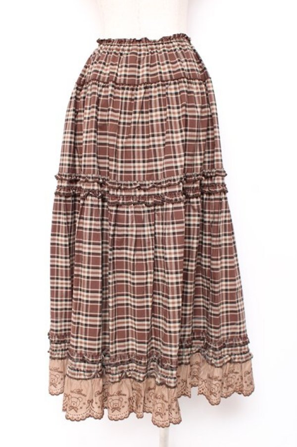 画像3: PINK HOUSE / オリジナルクマレースチェックスカート F ブラウン Y-25-12-20-100-LO-SK-SZ-ZY (3)