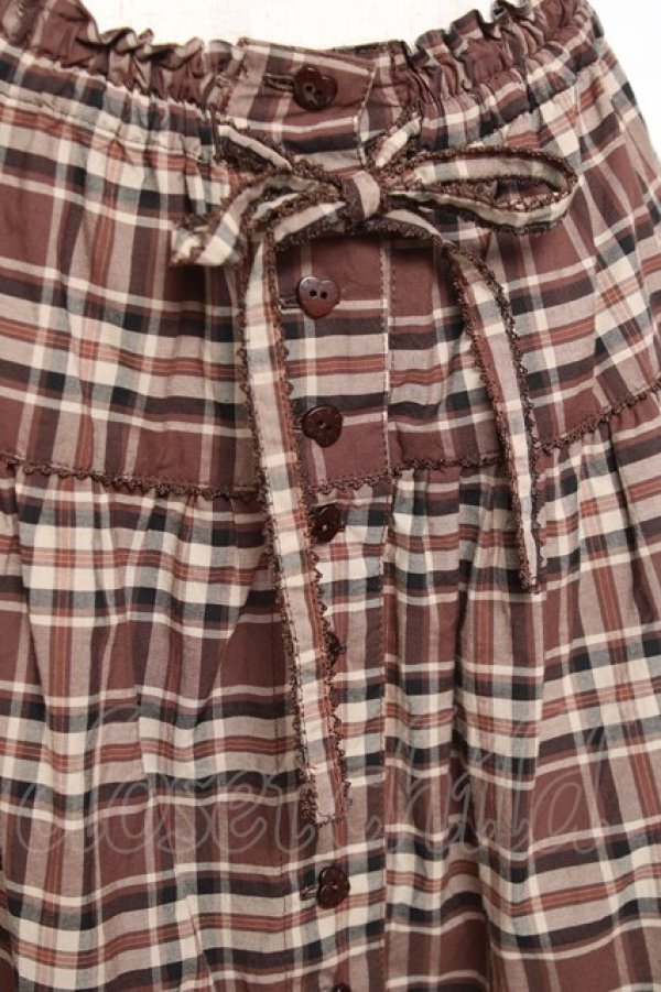 画像4: PINK HOUSE / オリジナルクマレースチェックスカート F ブラウン Y-25-12-20-100-LO-SK-SZ-ZY (4)