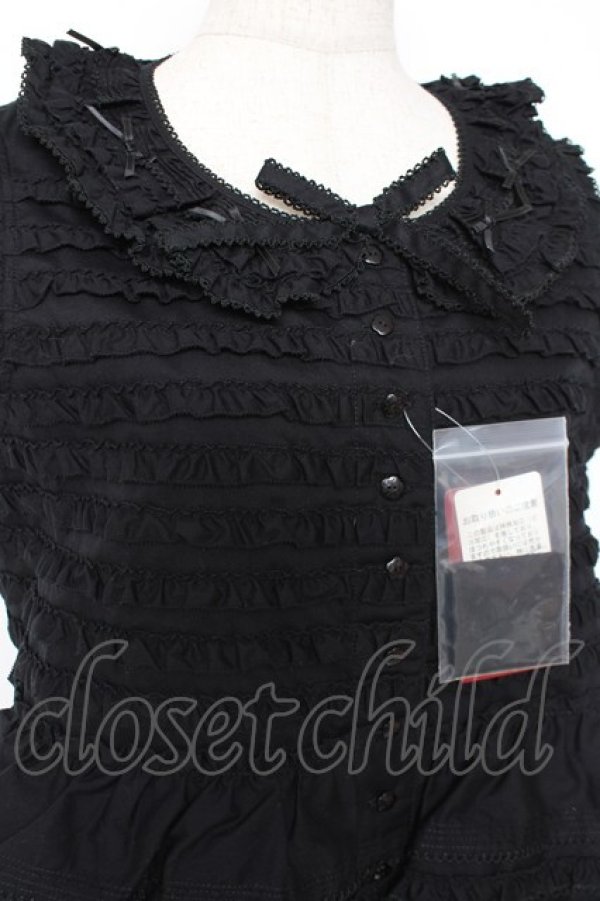 画像4: PINK HOUSE / フリル使いノースリーブブラウス F 黒 Y-25-12-20-011-LO-BL-SZ-ZY (4)