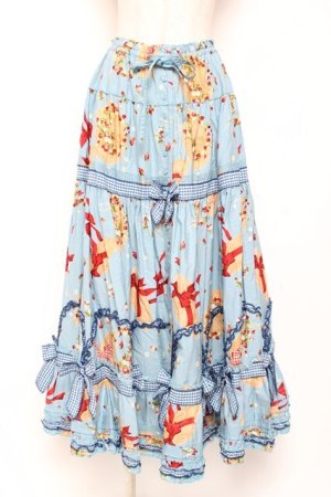 画像: PINK HOUSE / Straw-berry Hatプリントパッチワークスカート F 白 Y-25-12-20-101-LO-SK-AS-ZY