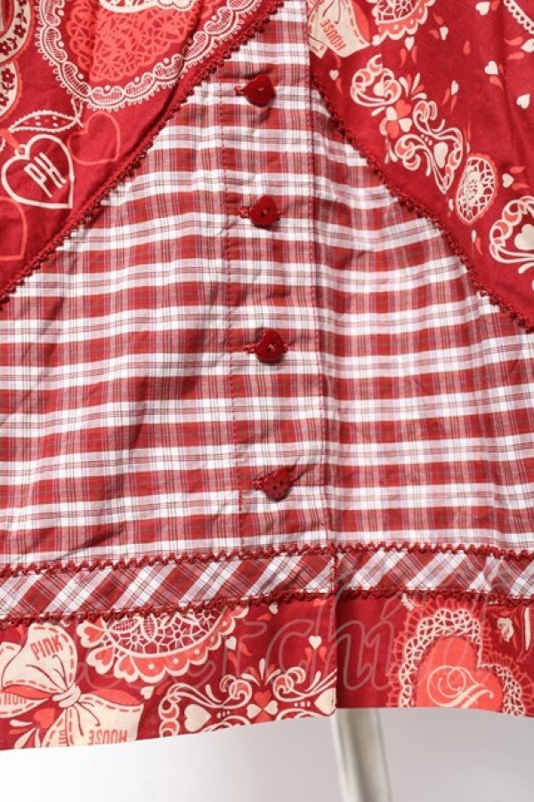 画像6: PINK HOUSE / バンダナプリントパッチワーク風スカート F 赤 Y-25-12-20-102-LO-SK-SZ-ZY (6)