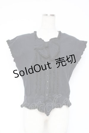 画像: PINK HOUSE / リボン付きフリルノースリブラウス F 黒 Y-25-12-20-012-LO-BL-SZ-ZY