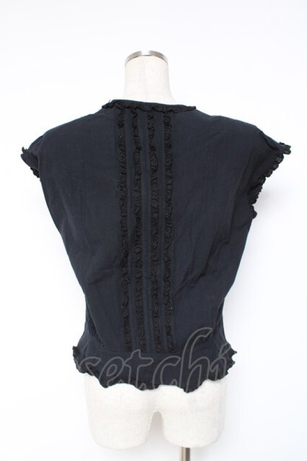 画像2: PINK HOUSE / リボン付きフリルノースリブラウス F 黒 Y-25-12-20-012-LO-BL-SZ-ZY (2)