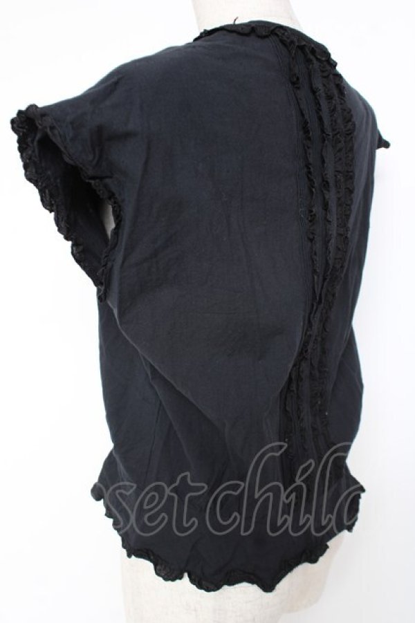 画像3: PINK HOUSE / リボン付きフリルノースリブラウス F 黒 Y-25-12-20-012-LO-BL-SZ-ZY (3)