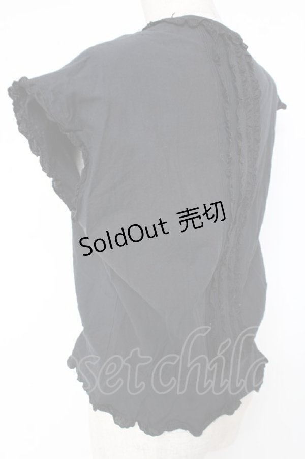 画像3: PINK HOUSE / リボン付きフリルノースリブラウス F 黒 Y-25-12-20-012-LO-BL-SZ-ZY (3)