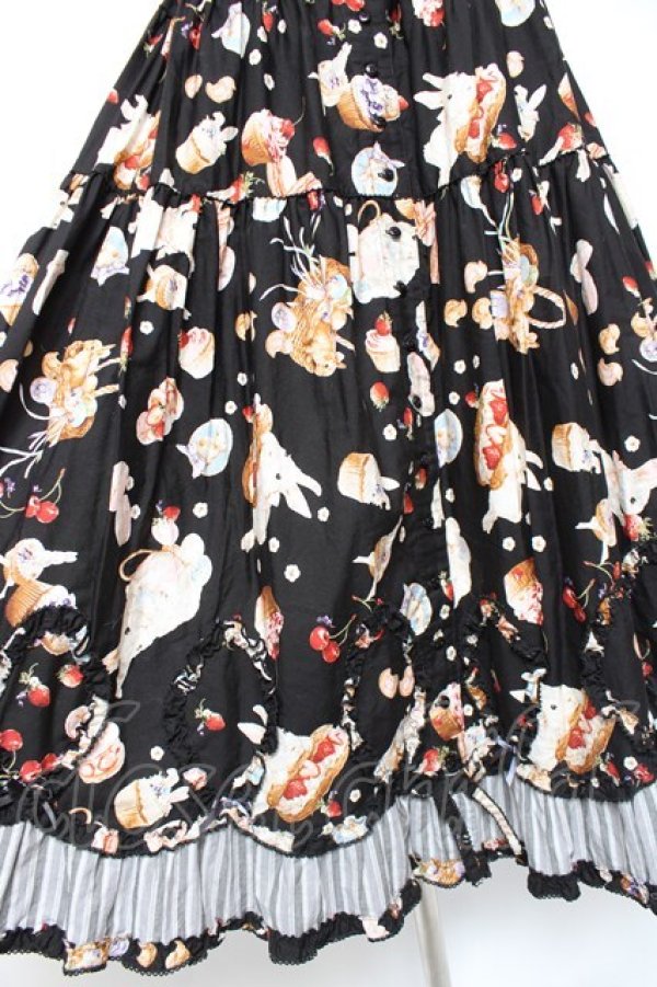 画像5: PINK HOUSE / スイーツスプリングバニープリントパッチワークスカート F 黒 Y-25-12-20-111-LO-OP-SZ-ZY (5)