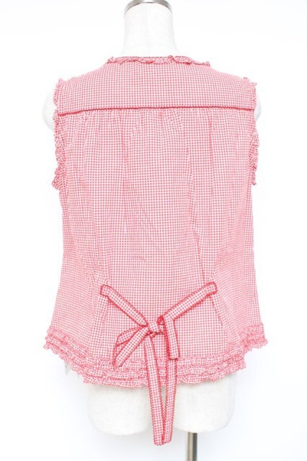 画像2: PINK HOUSE / ギンガムチェックブラウス F 赤 Y-25-12-20-013-LO-BL-SZ-ZY (2)