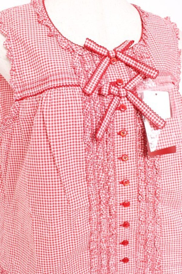 画像4: PINK HOUSE / ギンガムチェックブラウス F 赤 Y-25-12-20-013-LO-BL-SZ-ZY (4)