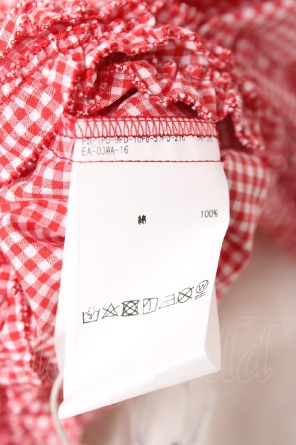 画像6: PINK HOUSE / ギンガムチェックブラウス F 赤 Y-25-12-20-013-LO-BL-SZ-ZY (6)