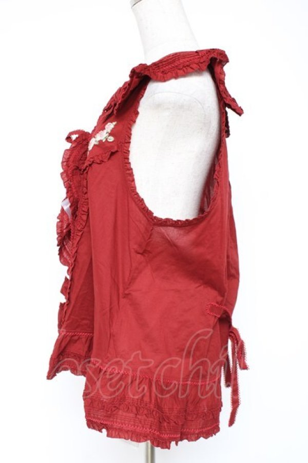 画像2: PINK HOUSE / エターナルローズ刺繍ベスト F 赤 Y-25-12-20-015-LO-TO-SZ-ZY (2)