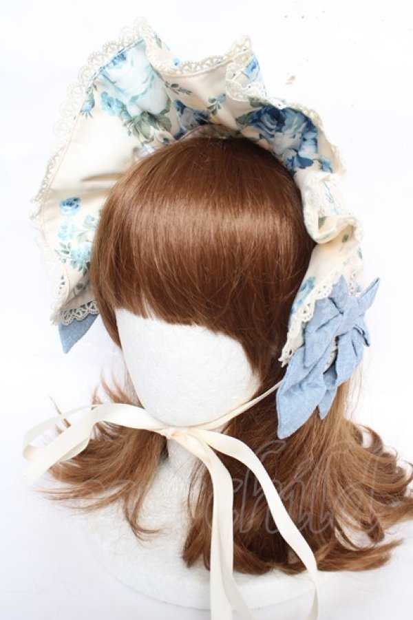 画像1: axes femme kawaii / アンティークローズ柄ハーフボンネット  生成り Y-25-12-22-047-AX-AC-SZ-ZY (1)