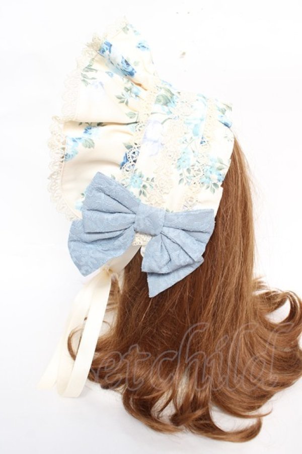 画像2: axes femme kawaii / アンティークローズ柄ハーフボンネット  生成り Y-25-12-22-047-AX-AC-SZ-ZY (2)