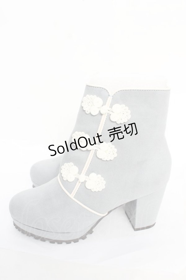 画像2: axes femme POETIQUE / チャイナ釦ブーツ S サックス Y-25-12-22-056-AX-SH-SZ-ZTK035 (2)