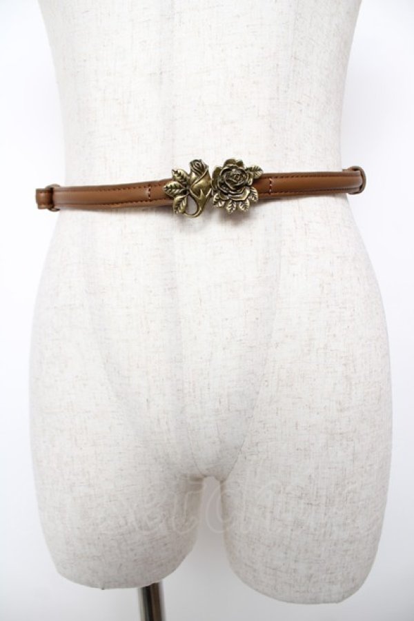 画像1: axes femme / ローズデザイン細ベルト  茶 Y-25-12-22-009-AX-ZA-SZ-ZY (1)