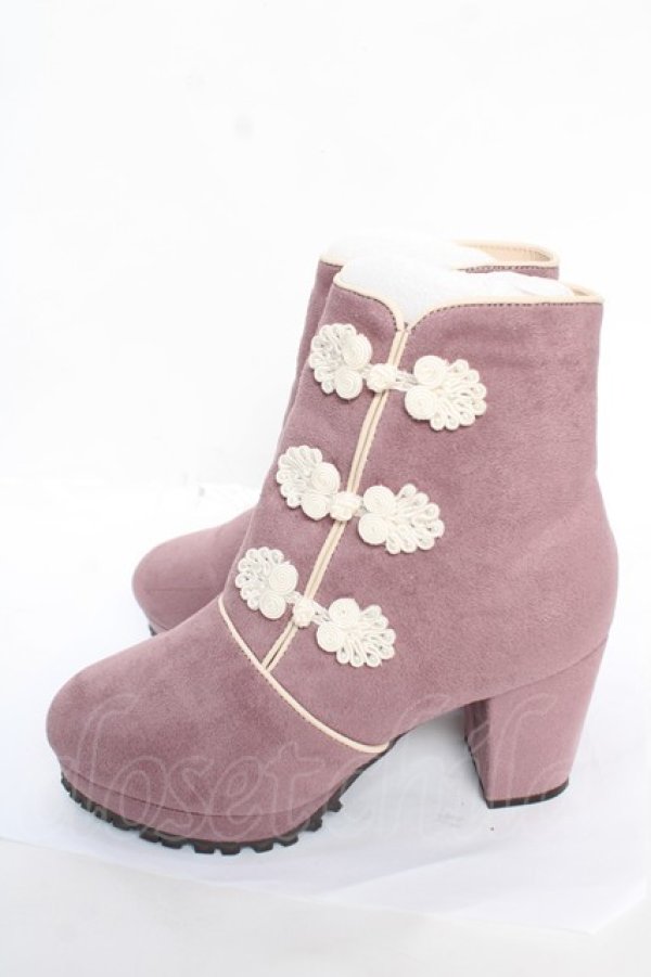 画像2: axes femme POETIQUE / チャイナ釦ブーツ S ピンク Y-25-12-22-057-AX-SH-SZ-ZY (2)