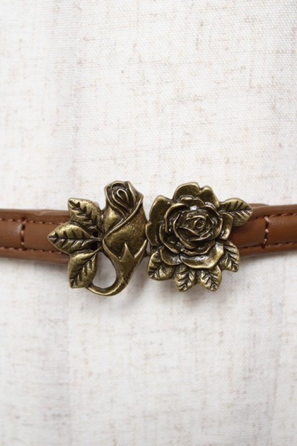 画像2: axes femme / ローズデザイン細ベルト  茶 Y-25-12-22-009-AX-ZA-SZ-ZY (2)