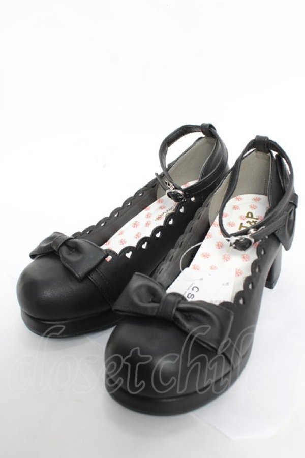 画像1: csT&P / 夢見るハートパンプス M 黒 Y-25-12-22-060-LO-SH-SZ-ZY (1)