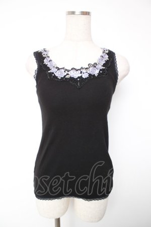 画像: axes femme / カップ付ローズレースタンク M 黒 Y-25-12-22-061-AX-TO-SZ-ZY