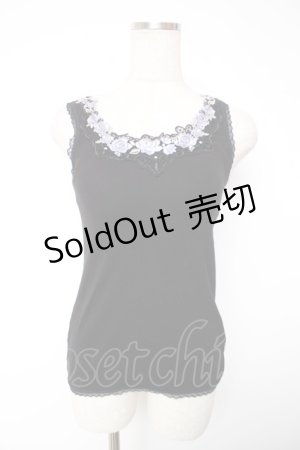 画像: axes femme / カップ付ローズレースタンク M 黒 Y-25-12-22-061-AX-TO-SZ-ZS