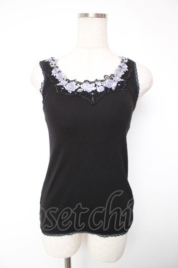 画像1: axes femme / カップ付ローズレースタンク M 黒 Y-25-12-22-061-AX-TO-SZ-ZY (1)