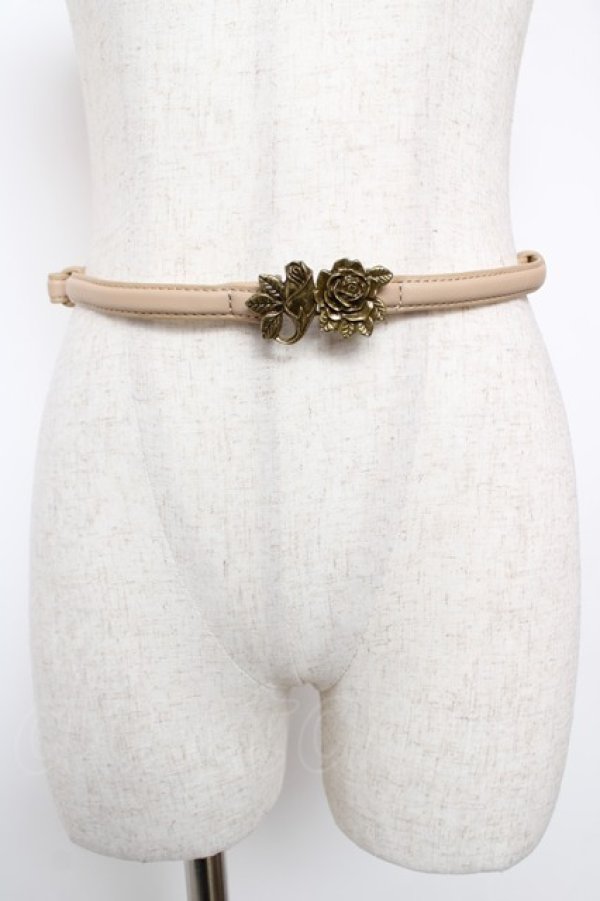画像1: axes femme / ローズデザイン細ベルト  ベージュ Y-25-12-22-010-AX-ZA-SZ-ZY (1)