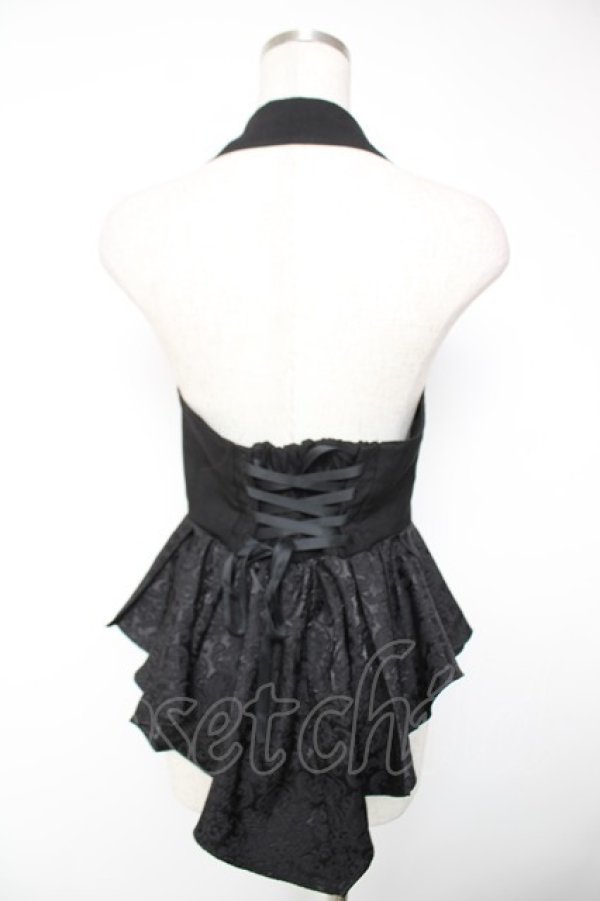 画像2: axes femme POETIQUE / ジャカードホルターベスト M 黒 Y-25-12-22-062-AX-TO-SZ-ZY (2)