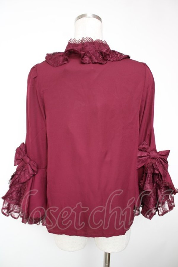 画像2: Chalmiere / 姫袖7分丈ブラウス M ワイン Y-25-12-22-063-LO-BL-SZ-ZY (2)