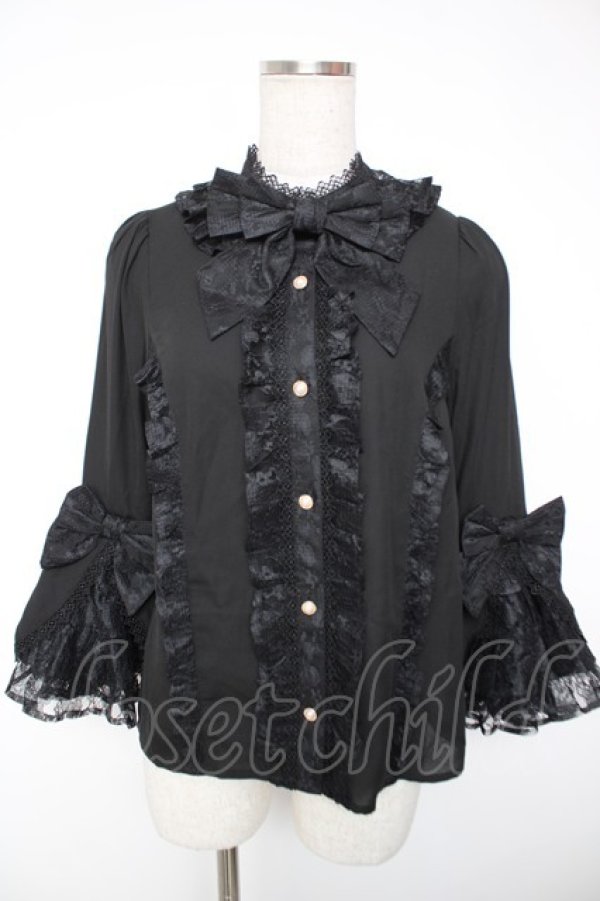 画像1: Chalmiere / 姫袖7分丈ブラウス M 黒 Y-25-12-22-064-LO-BL-SZ-ZY (1)