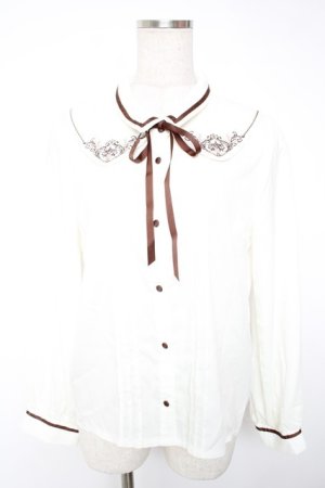 画像: axes femme / レイヤードカラー刺繍ブラウス M 茶 Y-25-12-22-065-AX-BL-SZ-ZY