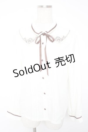 画像: axes femme / レイヤードカラー刺繍ブラウス M 茶 Y-25-12-22-065-AX-BL-SZ-ZS