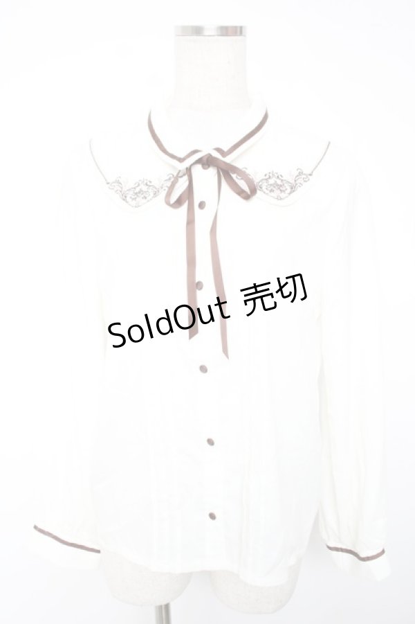 画像1: axes femme / レイヤードカラー刺繍ブラウス M 茶 Y-25-12-22-065-AX-BL-SZ-ZS (1)