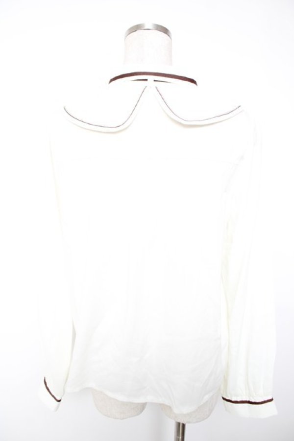 画像2: axes femme / レイヤードカラー刺繍ブラウス M 茶 Y-25-12-22-065-AX-BL-SZ-ZY (2)