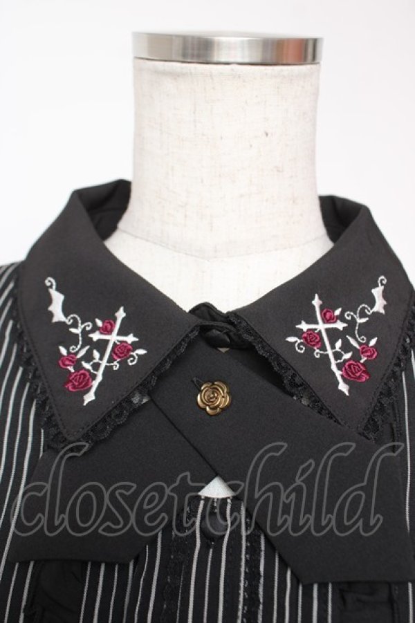 画像3: axes femme / クロスローズ刺繍ブラウス L 黒 Y-25-12-22-069-AX-BL-SZ-ZY (3)